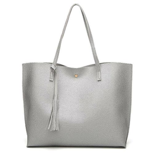 (Argent) Femmes mode sac à bandoulière fourre-tout grand sac à main bureau dames sacs sacs en cuir PU