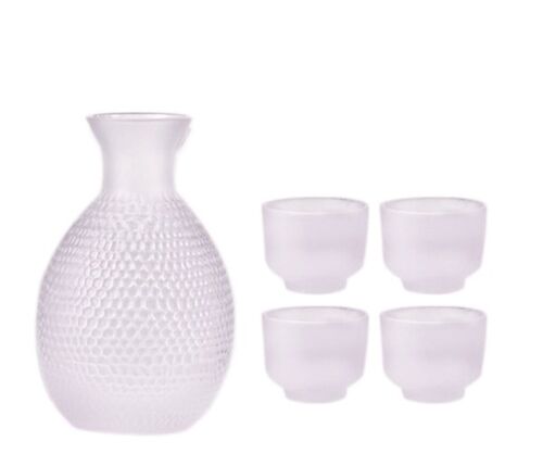 Service À Vin Japonais 5 Pièces : Tasse À Saké, Pot, Petit Chauffe-Verre Aux Fruits Prune, Costume De Ménage