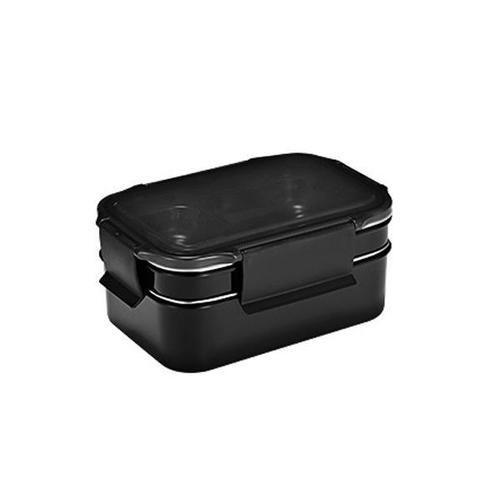 Bento Box Acier Inoxydable Double Boîte Alimentaire Enfants Pique-Nique École Boîte À Lunch Entreprise Cantine Fast Food Boîte À Lunch|Boîtes À Lunch (Noir)