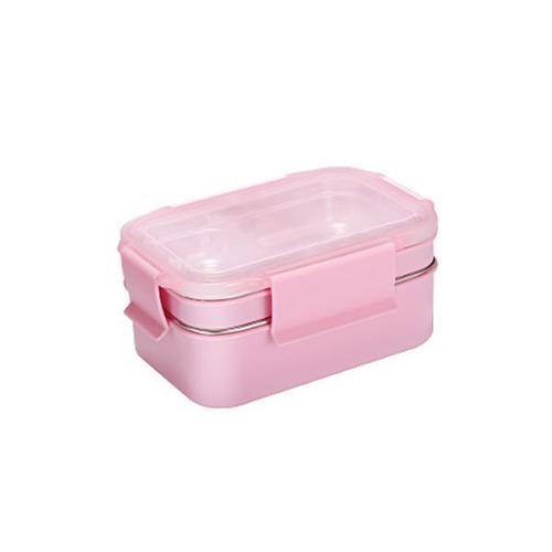 Bento Box Acier Inoxydable Double Boîte Alimentaire Enfants Pique-Nique École Boîte À Lunch Entreprise Cantine Fast Food Boîte À Lunch|Boîtes À Lunch(Rose)