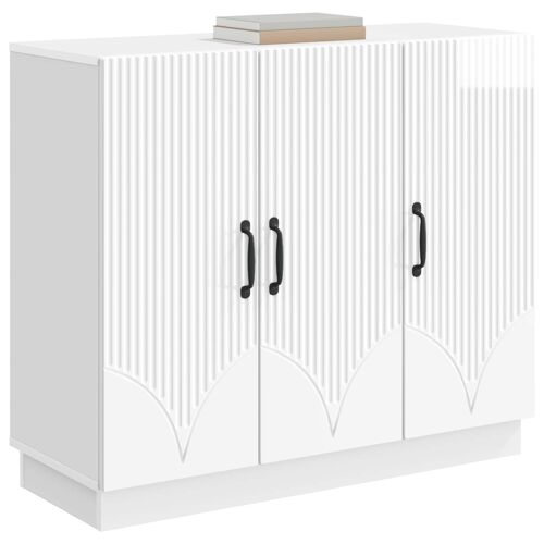 vidaXL Buffet Blanc brillant 89 x 34,5 x 77 cm Bois d'ingénierie