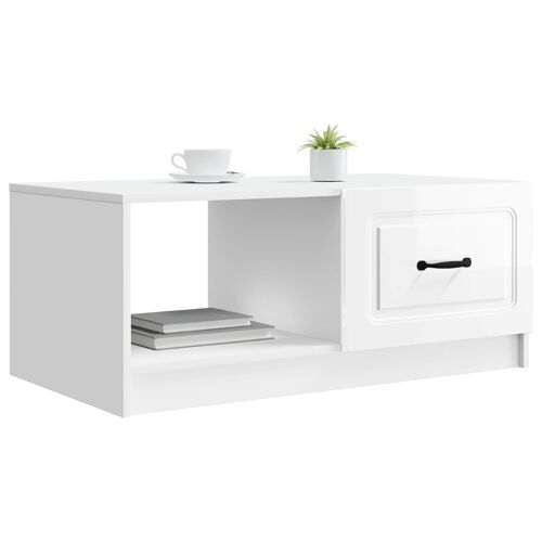 vidaXL Table basse Blanc brillant 90 x 50 x 37 cm Bois d'ingénierie