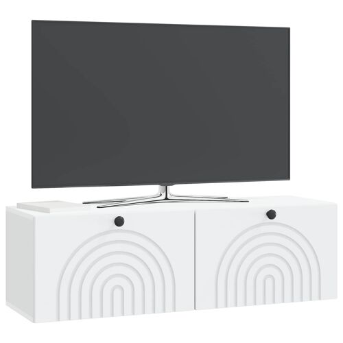 vidaXL Meuble TV mural Blanc 98 x 31 x 30 cm Bois d'ingénierie