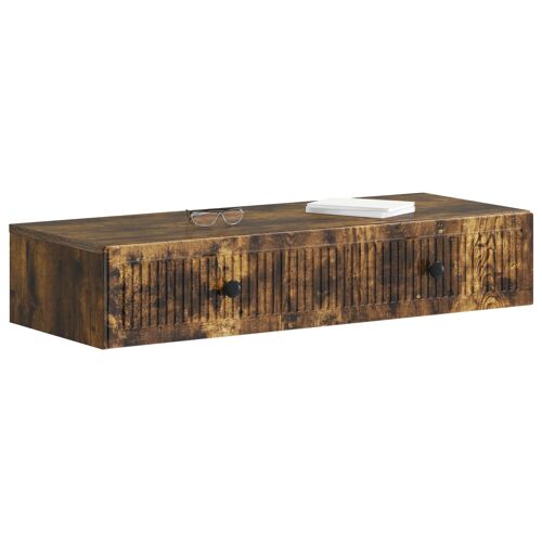 vidaXL Table d'appoint murale Chêne fumé 87,5 x 34,5 x 17 cm