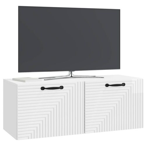 vidaXL Meuble TV mural Montage mural Blanc brillant 78,5 x 31 x 30 cm
