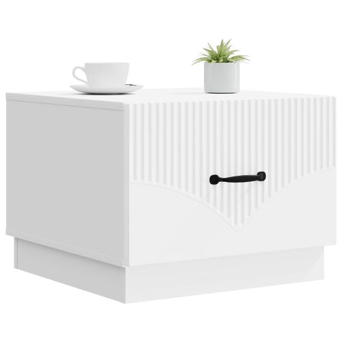 vidaXL Table basse avec tiroir Blanc 49 x 50 x 37 cm Bois d'ingénierie