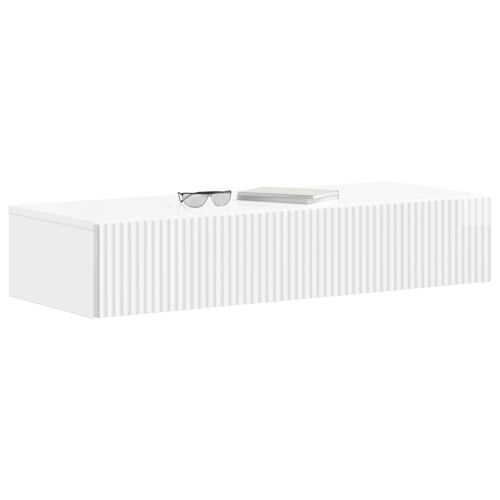 vidaXL Table d'appoint murale Blanc brillant 87,5 x 34,5 x 17 cm