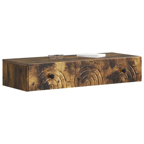 vidaXL Table d'appoint murale Chêne fumé 87,5 x 34,5 x 17 cm