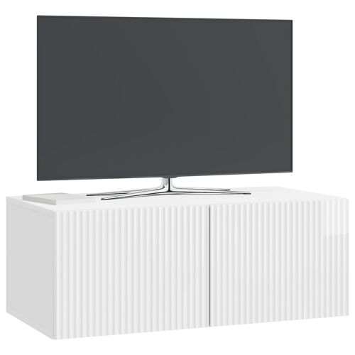 vidaXL Meuble TV mural Montage mural Blanc brillant 78,5 x 41 x 30 cm