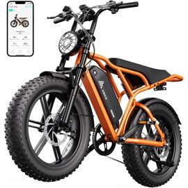 Vélo Électrique Pour Adultes, Puissance Maximale De 1500 W, Pneus Larges De 20 Pouces, Tout-Terrain, Autonomie De 96 À 177 Km, Vitesse Maximale De 45 Km/H, Batterie 48 V 15/25 Ah，Couleur Orange
