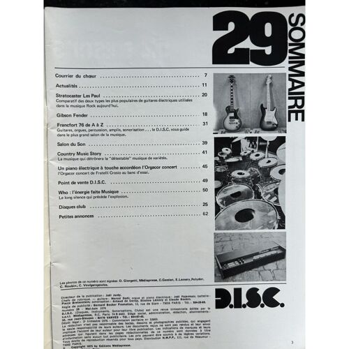D.I.S.C. N° 29 Avril 1976 Who L' Énergie Faite Musique Fender Gibson Francfort 1976 - L' Orgacor