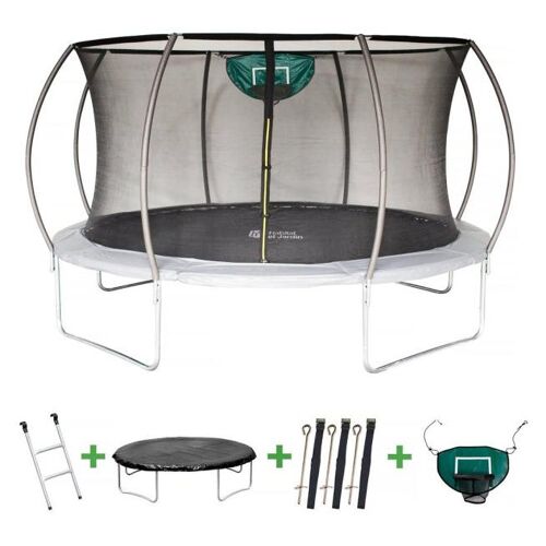 Trampoline Avec Filet Intérieur "Jumper" - Diamètre: 4,25 M - Gris