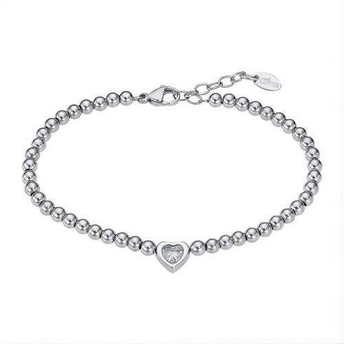 Bracelet Femme Lotus Style Ls2559-2/1 En Acier Inoxydable Argenté - Motif C?Ur Et Oxyde