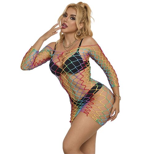 Subblime - 952426 Robe Résille Manches Longues Arc-En-Ciel Taille Unique