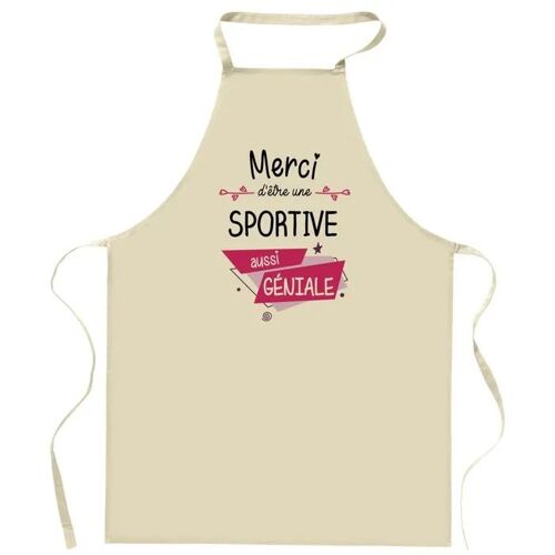 Planetee Tablier De Cuisine Sportive Merci Géniale | Cadeau Femme Pour Cuisinière Vêtement Blouse De Protection Barbecue Jardinage