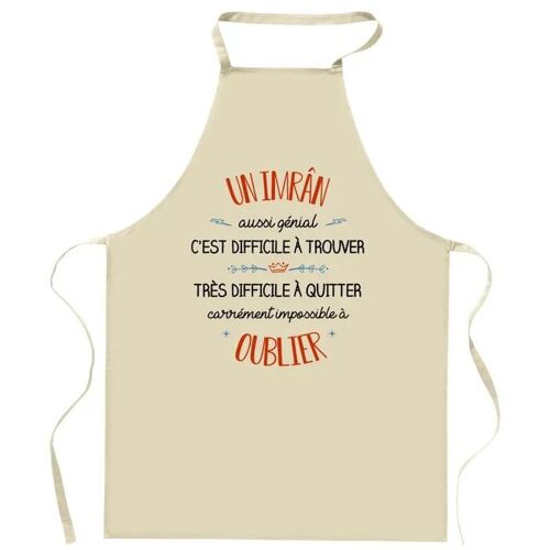 Planetee Tablier de cuisine Un Imrân aussi génial | Cadeau Original Humour pour Cuisinier Vêtement Blouse de protection Barbecue