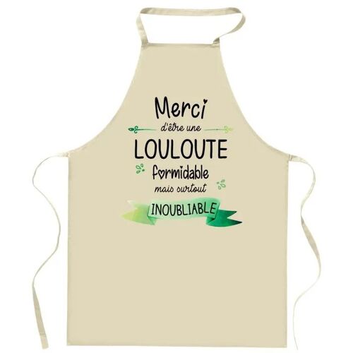 Planetee Tablier De Cuisine Louloute Merci Inoubliable Femme | Cadeau Original Humour Pour Cuisinière Vêtement Blouse De Protection