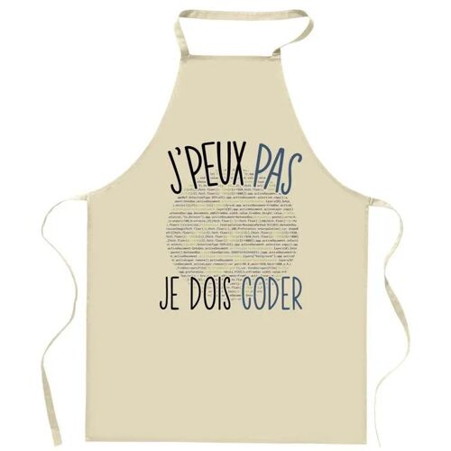 Planetee Tablier de cuisine codeur coding coder J'peux pas | Cadeau Original pour passionnés Vêtement Blouse de protection Barbecue