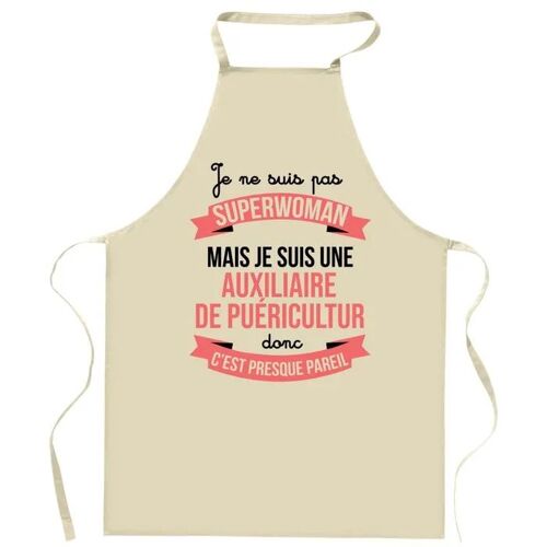 Planetee Tablier De Cuisine Auxiliaire De Puériculture Superwoman | Cadeau Original Humour Pour Cuisinière Vêtement Blouse