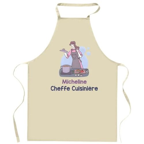 Planetee Tablier Micheline Cheffe Cuisinière | Cadeau Original Prénom Pour Cuisinière | Vêtement Blouse Protection Pour Cuisine