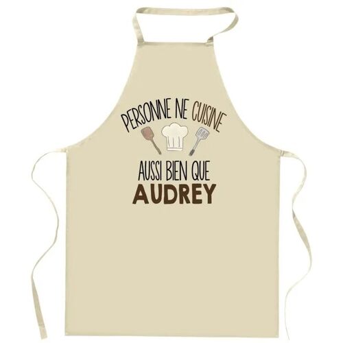 Planetee Tablier Personne Ne Cuisine Aussi Bien Que Audrey | Cadeau Original Prénom Pour Cuisinière | Vêtement Blouse Protection