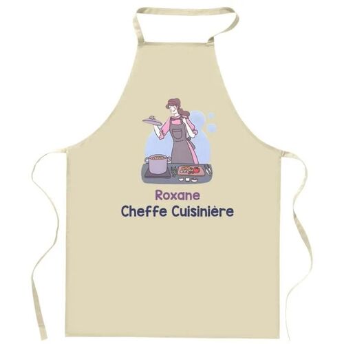 Planetee Tablier Roxane Cheffe Cuisinière | Cadeau Original Prénom Pour Cuisinière | Vêtement Blouse Protection Pour Cuisine