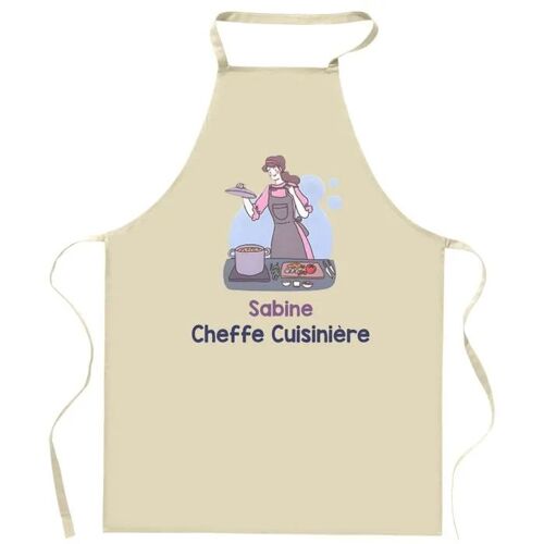 Planetee Tablier Sabine Cheffe Cuisinière | Cadeau Original Prénom Pour Cuisinière | Vêtement Blouse Protection Pour Cuisine