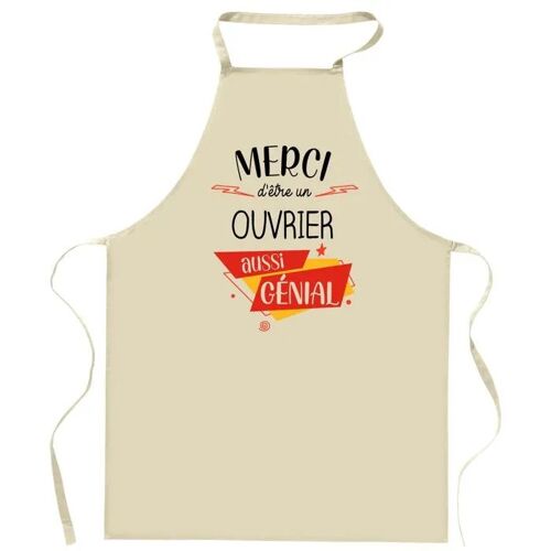 Planetee Tablier De Cuisine Ouvrier Merci Génial | Cadeau Original Homme Humour Pour Cuisinier Vêtement Blouse De Protection