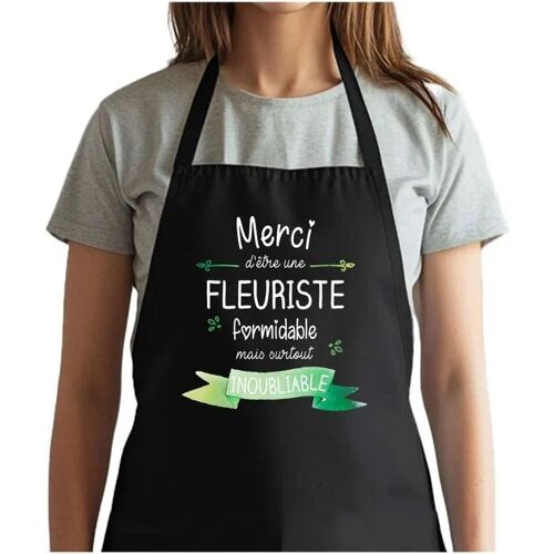 Planetee Tablier Noir Merci Fleuriste Inoubliable Femme| Vêtement Blouse De Protection Pour Cuisine Barbecue, Jardinage, Tâches