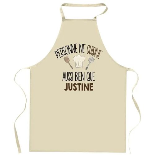 Planetee Tablier Personne Ne Cuisine Aussi Bien Que Justine | Cadeau Original Prénom Pour Cuisinière | Vêtement Blouse Protection