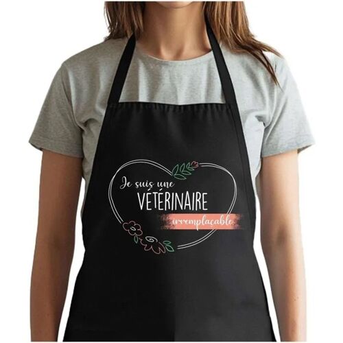 Planetee Tablier Noir Vétérinaire Irremplaçable Femme| Vêtement Blouse De Protection Pour Cuisine Barbecue, Jardinage, Tâches