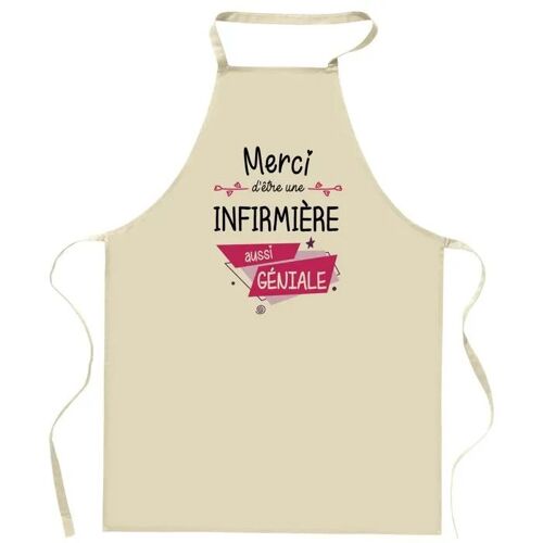 Planetee Tablier De Cuisine Infirmière Merci Géniale | Cadeau Femme Pour Cuisinière Vêtement Blouse De Protection Barbecue Jardinage