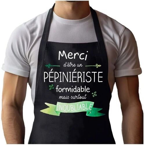 Planetee Tablier Noir Merci Pépiniériste Inoubliable Homme| Vêtement Blouse De Protection Pour Cuisine Barbecue, Jardinage, Tâches