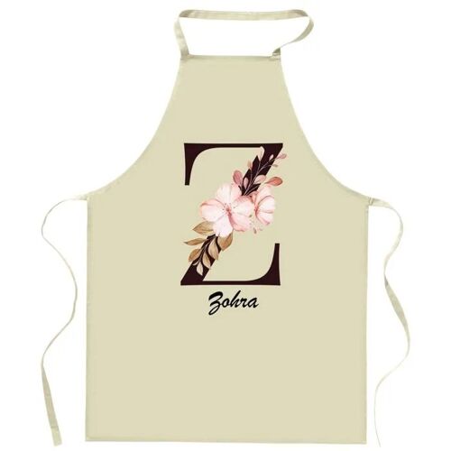 Planetee Tablier De Cuisine Zohra Lettre | Cadeau Femme Pour Cuisinière Vêtement Blouse De Protection Barbecue Jardinage Tablier