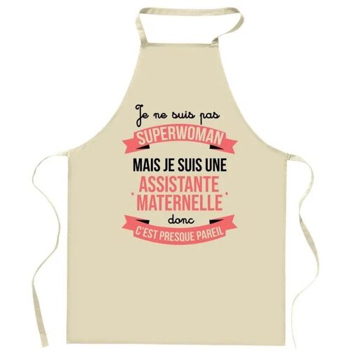 Planetee Tablier De Cuisine Assistante Maternelle Superwoman | Cadeau Original Humour Pour Cuisinière Vêtement Blouse De Protection