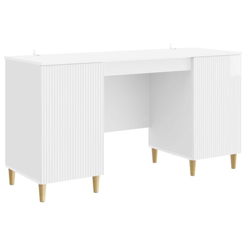 vidaXL Bureau Blanc brillant 142,5 x 50 x 75 cm Bois d'ingénierie