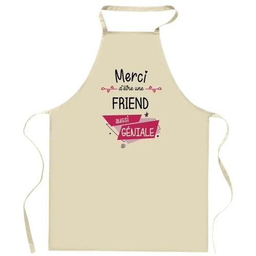 Planetee Tablier De Cuisine Friend Merci Géniale | Cadeau Femme Pour Cuisinière Vêtement Blouse De Protection Barbecue Jardinage