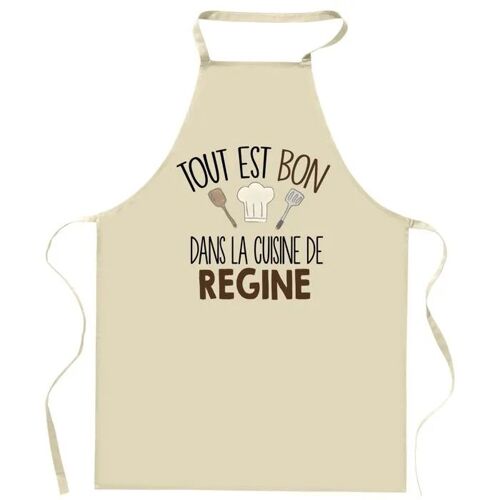 Planetee Tablier Tout Est Bon Dans La Cuisine De Regine | Cadeau Original Prénom Pour Cuisinière | Vêtement Blouse Protection