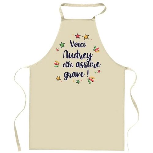 Planetee Tablier De Cuisine Audrey Elle Assure Grave ! | Tablier Jardinage Et Tâches Ménagères Cadeau Fête Des Mères Anniversaire