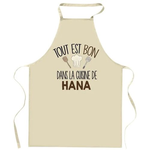 Planetee Tablier Tout Est Bon Dans La Cuisine De Hana | Cadeau Original Prénom Pour Cuisinière | Vêtement Blouse Protection