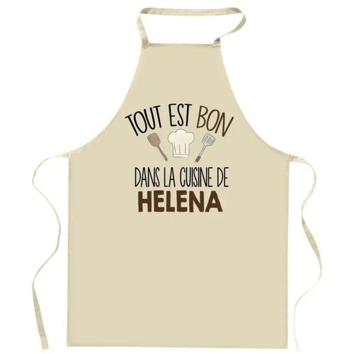 Planetee Tablier Tout Est Bon Dans La Cuisine De Helena | Cadeau Original Prénom Pour Cuisinière | Vêtement Blouse Protection