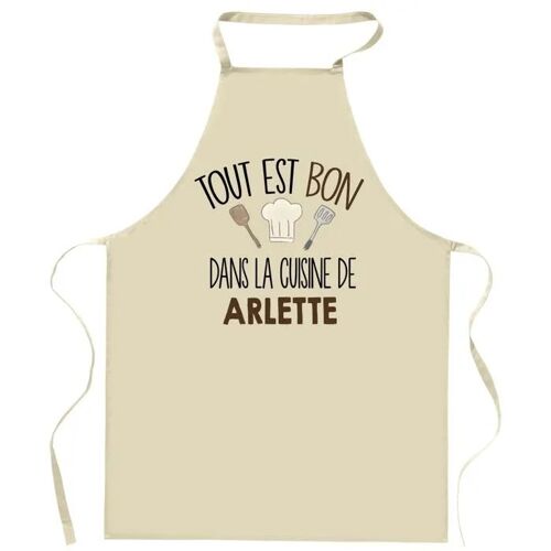 Planetee Tablier Tout Est Bon Dans La Cuisine De Arlette | Cadeau Original Prénom Pour Cuisinière | Vêtement Blouse Protection