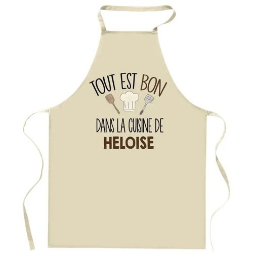 Planetee Tablier Tout Est Bon Dans La Cuisine De Heloìse | Cadeau Original Prénom Pour Cuisinière | Vêtement Blouse Protection