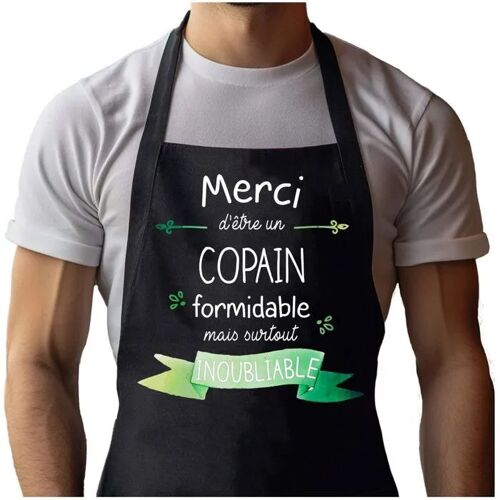 Planetee Tablier Noir Merci Copain Inoubliable Homme| Vêtement Blouse De Protection Pour Cuisine Barbecue, Jardinage, Tâches