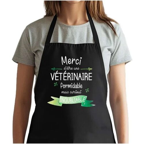 Planetee Tablier Noir Merci Vétérinaire Inoubliable Femme| Vêtement Blouse De Protection Pour Cuisine Barbecue, Jardinage, Tâches