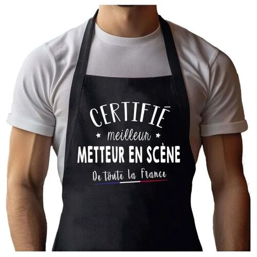 Planetee Tablier Noir Metteur En Scène Certifié Meilleur De France| Vêtement Blouse De Protection Pour Cuisine Barbecue, Jardinage