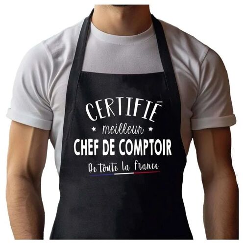 Planetee Tablier Noir Chef De Ch?ur Certifié Meilleur De France| Vêtement Blouse De Protection Pour Cuisine Barbecue, Jardinage