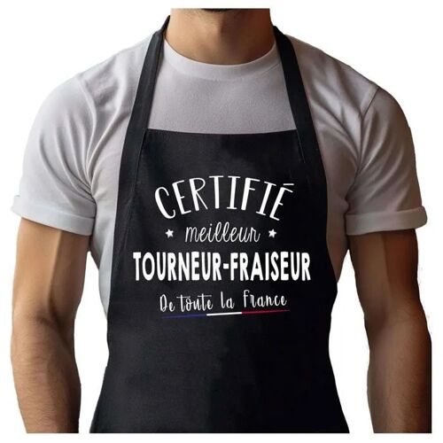 Planetee Tablier Noir Tourneur-Fraiseur Certifié Meilleur De France| Vêtement Blouse De Protection Pour Cuisine Barbecue, Jardinage