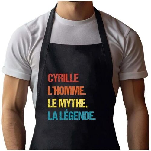 Planetee Tablier Noir Cyril Mythe Légende Vintage| Vêtement Blouse De Protection Pour Cuisine Barbecue, Jardinage, Tâches Ménagères