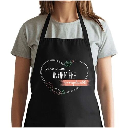 Planetee Tablier Noir Infirmière Irremplaçable Femme| Vêtement Blouse De Protection Pour Cuisine Barbecue, Jardinage, Tâches